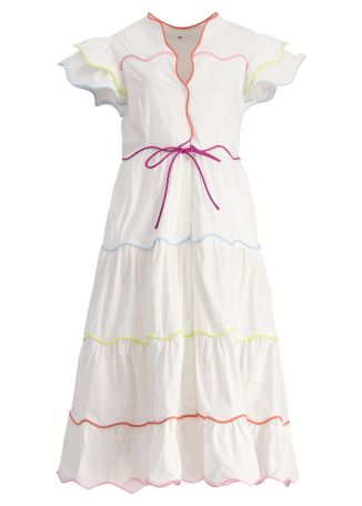 Baba voyager white tiered cotton-blend midi dress