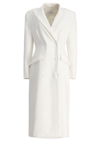 White tailored crepe midi dress