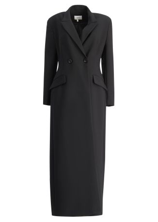 Black tailored crepe maxi dress