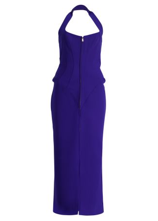 Purple split midi dress