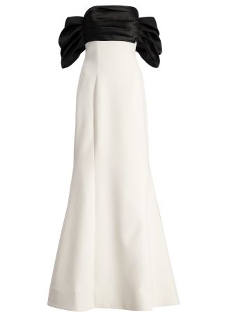 Two-tone satin and crepe gown