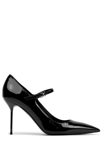 Lidia 90 black leather mary jane pumps