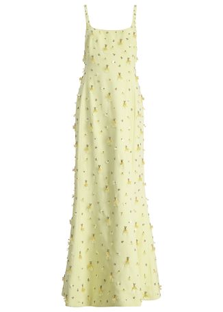 Briella yellow embellished crepe gown