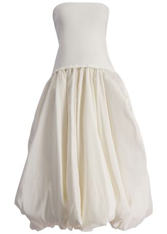 Izzy ivory strapless taffeta midi dress
