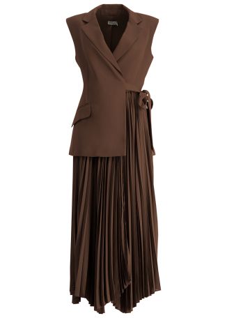 Helena brown layered midi dress