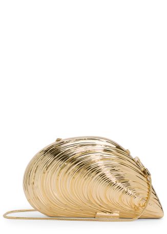 Bridget gold shell clutch