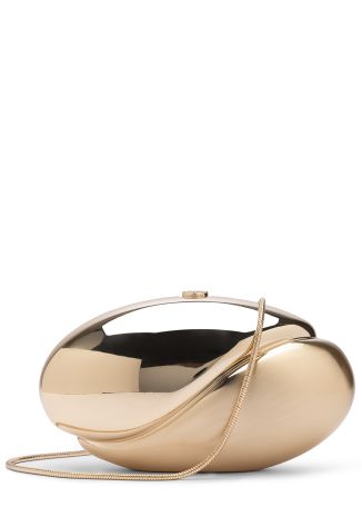 Ameera gold sculpted metal clutch