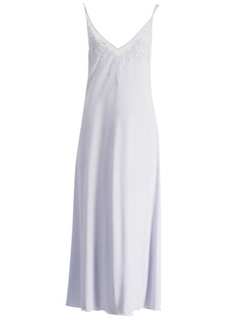 Blue lace-trimmed maxi dress