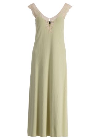 Green lace-trimmed maxi dress