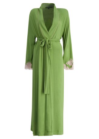Green lace-trimmed robe