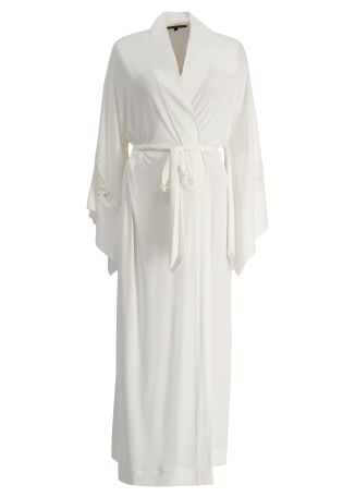 Ivory lace-trimmed robe