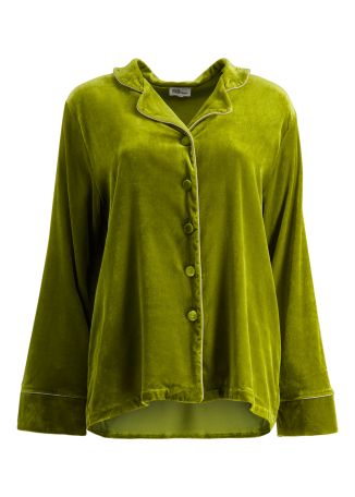 Green silk-blend pyjama shirt