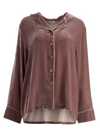 Pink silk-blend pyjama shirt