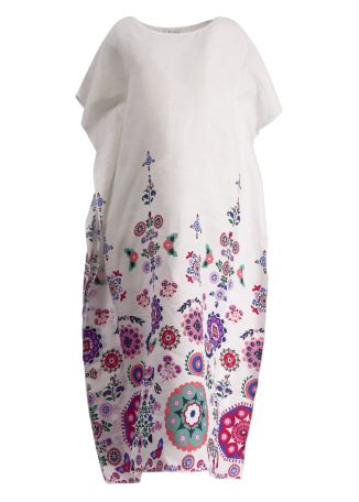 Printed linen kaftan