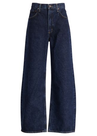 Low curve navy wide-leg jeans