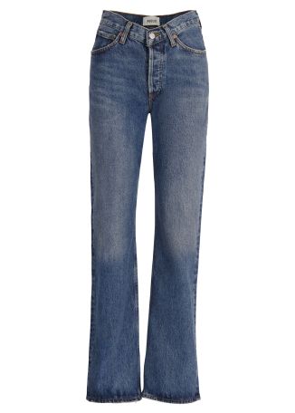 V-Waist Kelly blue straight-leg jeans