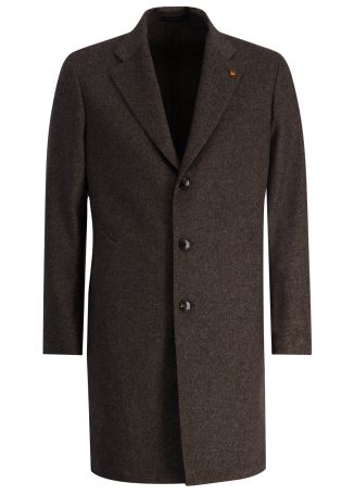 Brown single-breasted wool-blend coat
