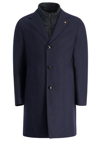 Layered wool-blend coat