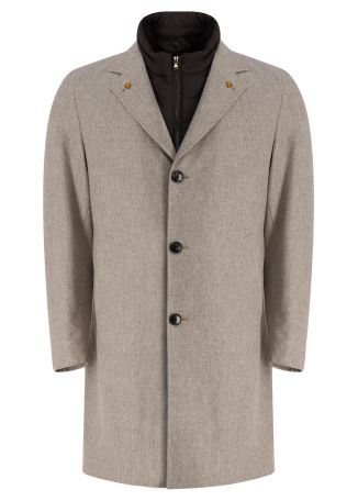 Layered wool-blend coat
