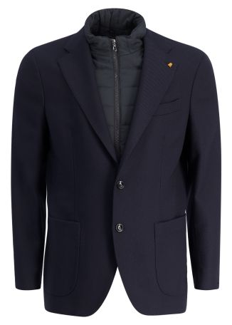 Layered stretch-wool jacket