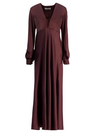 Valerie burgundy silk maxi dress