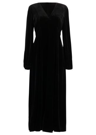 Ioanna black velvet midi dress