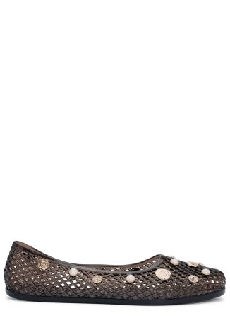 Iro black pearl-embellished rubber ballet flats
