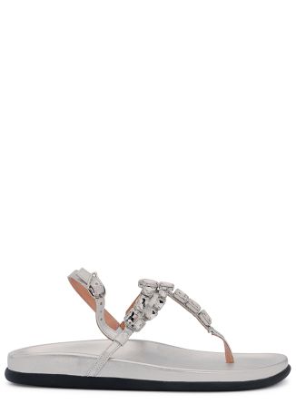 Katerina silver crystal-embellished leather sandals