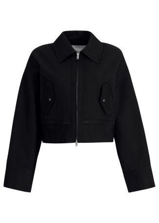 Black cropped cotton-blend jacket