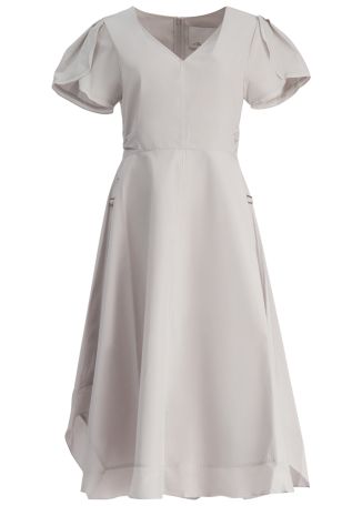 Grey flared midi dress