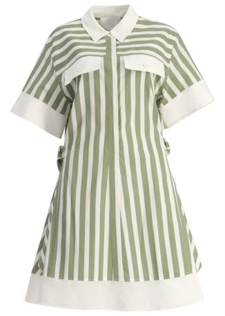 Striped cotton-blend midi dress