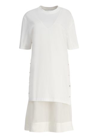 White layered cotton midi dress
