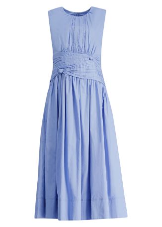 Agatha blue pleated cotton midi dress