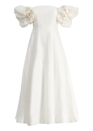 Twyla ivory pearl-embellished midi dress
