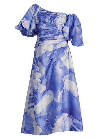 Cadence pleated linen-blend midi dress