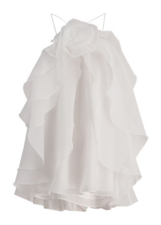 Pandorea ivory ruffled organza top 