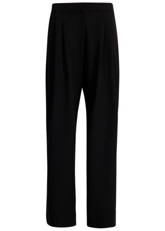 Black straight-leg wool-blend trousers