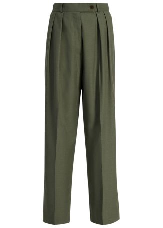 Green straight-leg trousers