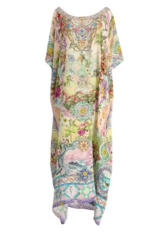 Just coasting printed silk kaftan