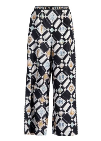 Folk afloat printed silk trousers