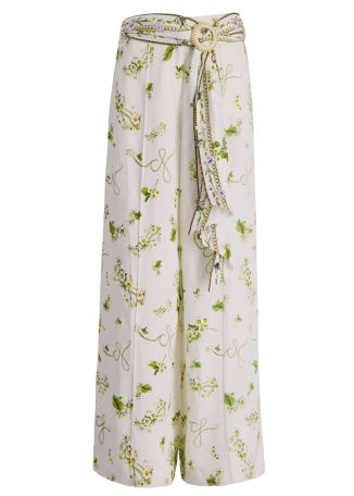 Botanical utopia floral-print linen trousers