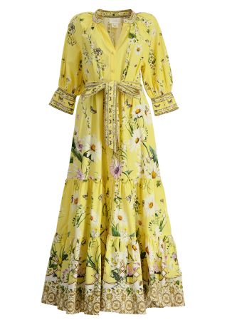 Daisy chains floral-print cotton maxi dress
