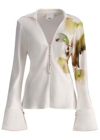 Spunhill floral-print satin shirt