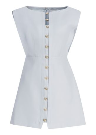 Cinderford blue linen-blend mini dress