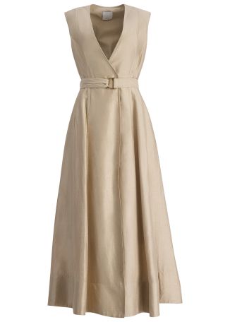 Hepworth beige wrap-effect linen-blend maxi dress