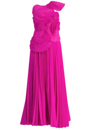 Trusley fuchsia pleated maxi dress