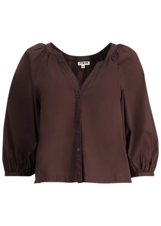 Brown stretch-cotton top