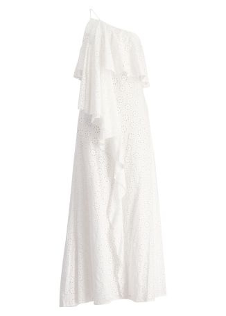 Isa white eyelet-embroidered cotton maxi dress