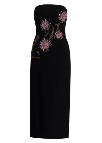 Brooke floral-embellished crepe midi dress