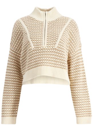 Hampton beige cropped cotton-blend jumper